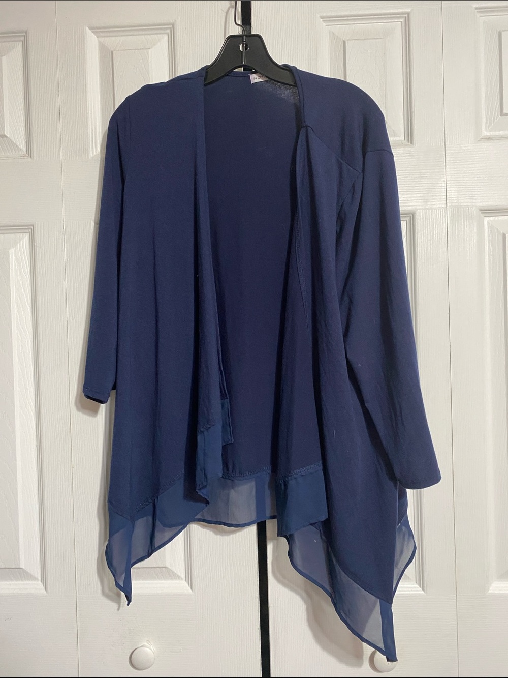 Notations navy blue lightweight knit open cardigan size LARGE